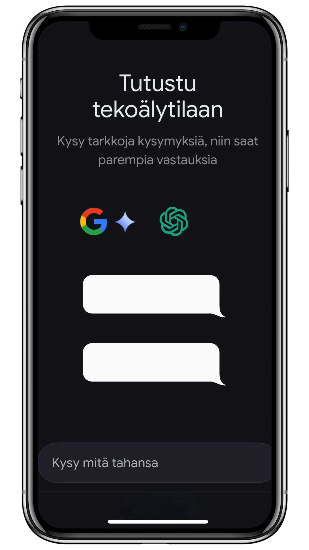 Musta Iphone, jossa auki tekoälytila.
